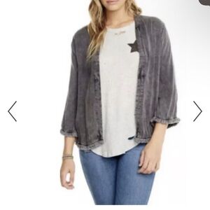 NWT Chaser Chaser Gray Washed Long Sleeve Cardigan